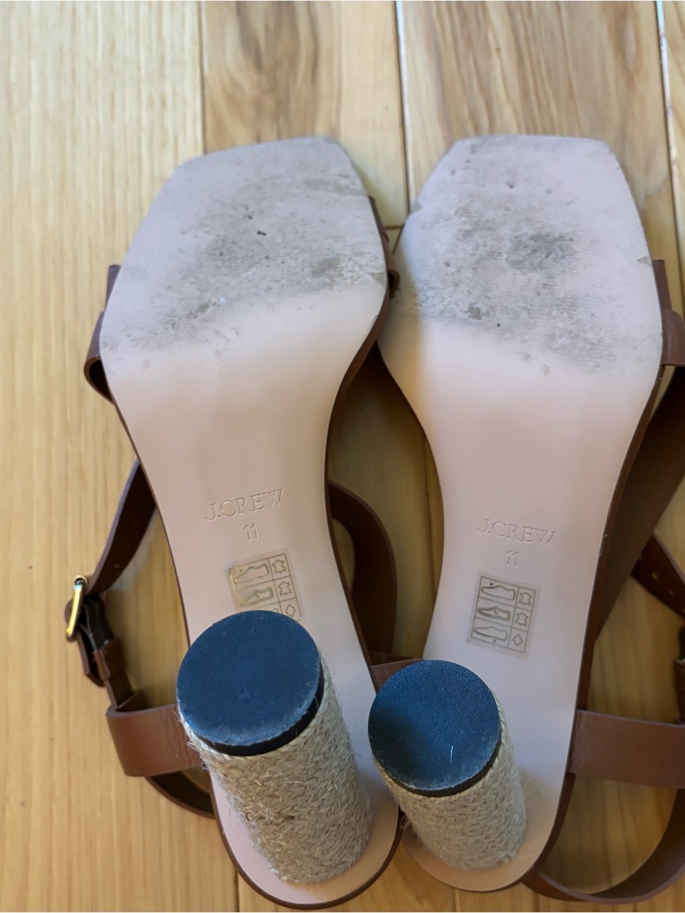 J. Crew Rounded Rope Heels Leather Strap Sandals - Picture 10 of 13